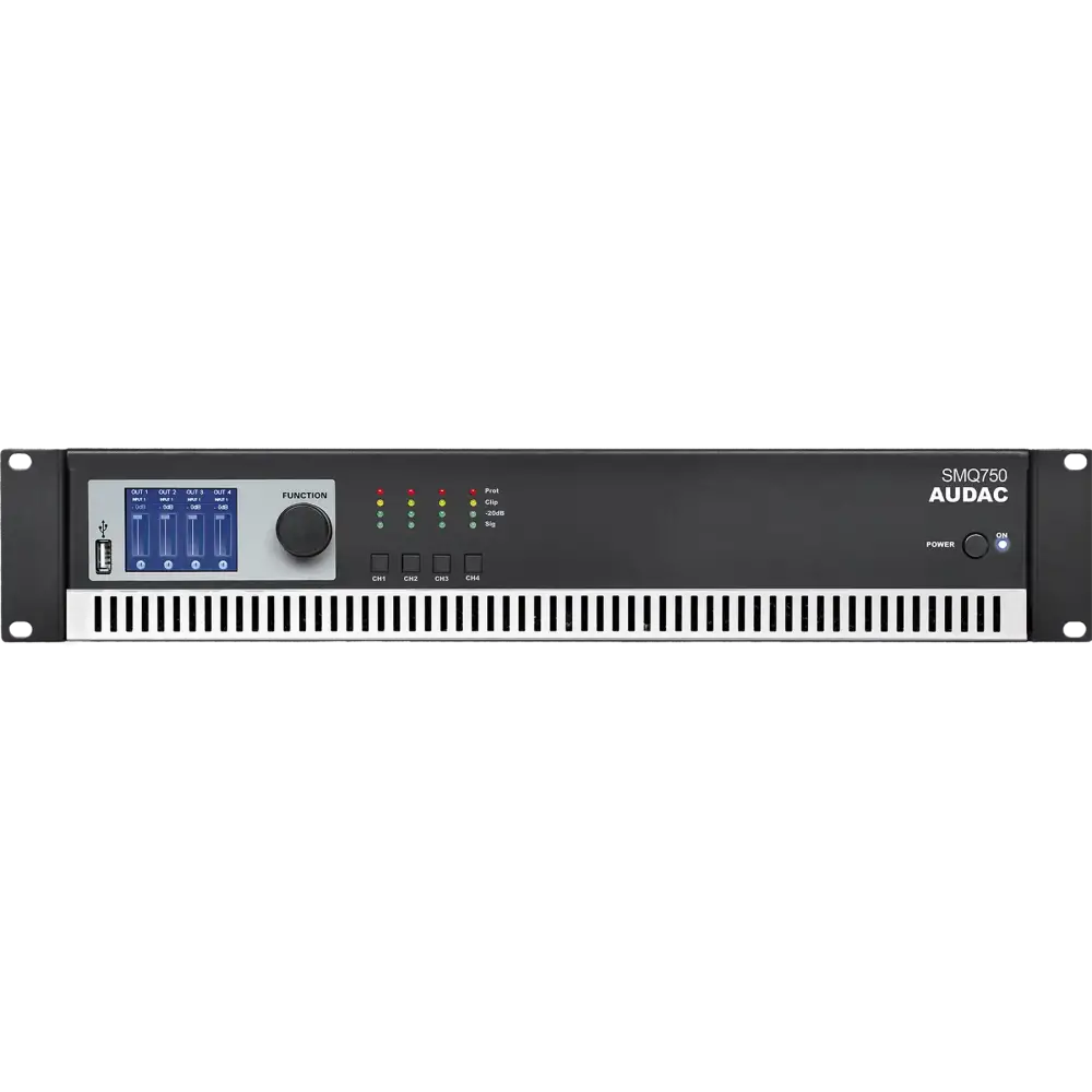 Audac SMQ750 Dijital DSP'li 4 Kanal Power Amfi